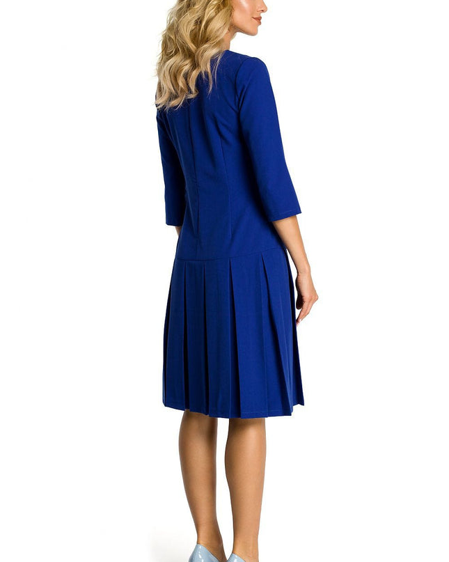 Robe bleue manches trois-quarts