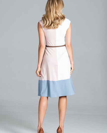 Robe midi tricolore sans manches