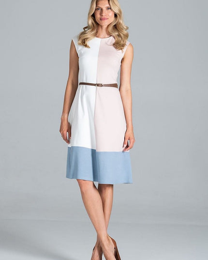 Robe midi tricolore sans manches