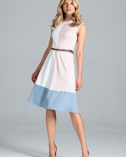 Robe midi tricolore sans manches