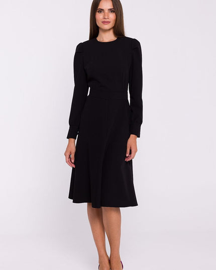 Robe évasée vert manches longues