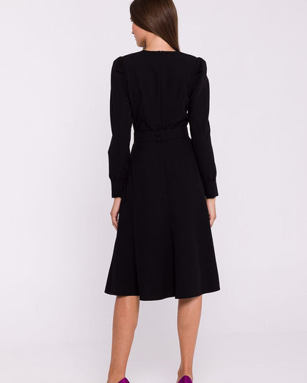 Robe évasée vert manches longues