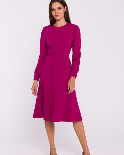 Robe évasée vert manches longues