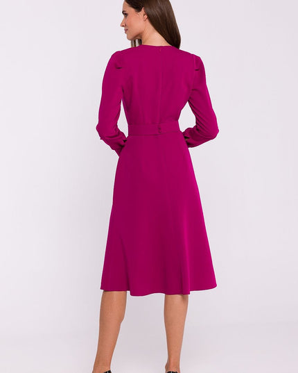 Robe évasée vert manches longues