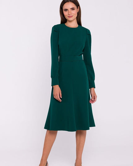 Robe évasée vert manches longues
