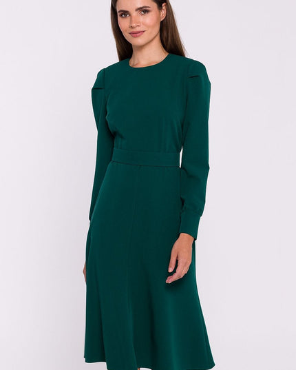 Robe évasée vert manches longues