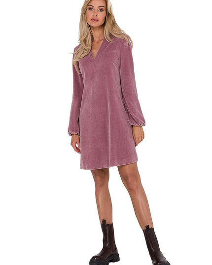 Robe velours trapèze manches longues