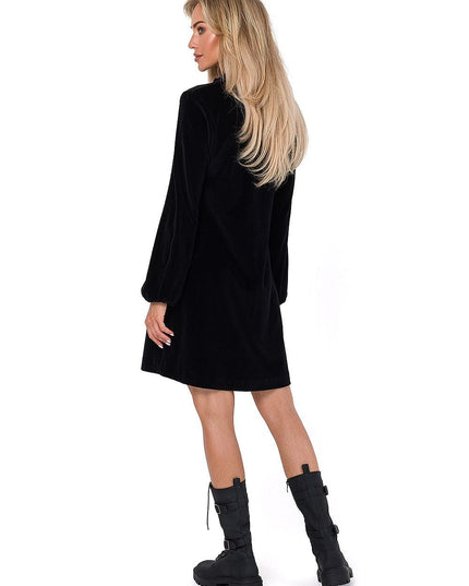 Robe velours trapèze manches longues