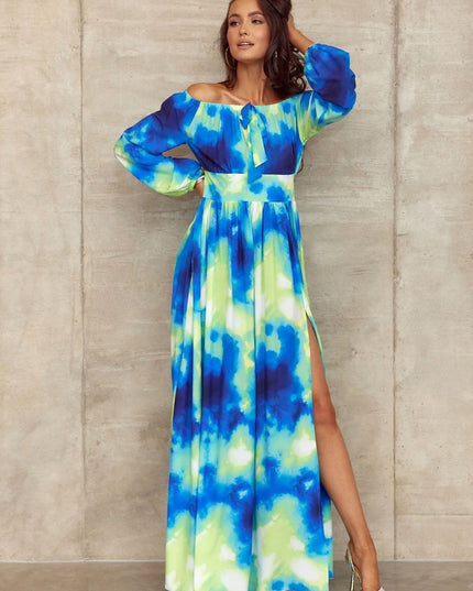 Robe longue fleurie épaules ouvertes