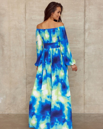 Robe longue fleurie épaules ouvertes