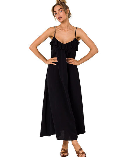 Robe midi évasée à volants