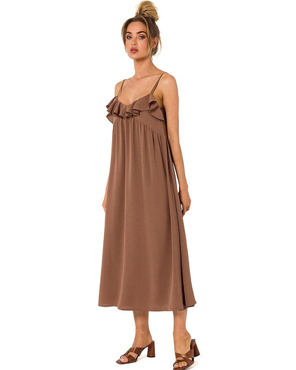 Robe midi évasée à volants