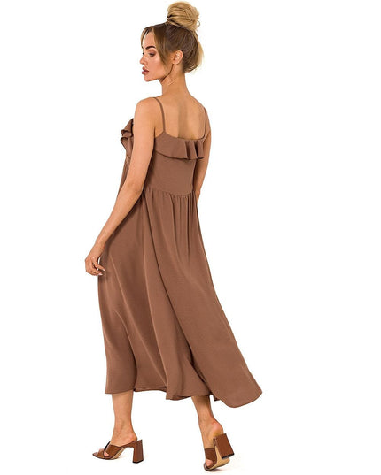 Robe midi évasée à volants