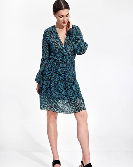 Mini-robe fleurie manches longues