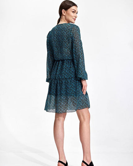 Mini-robe fleurie manches longues