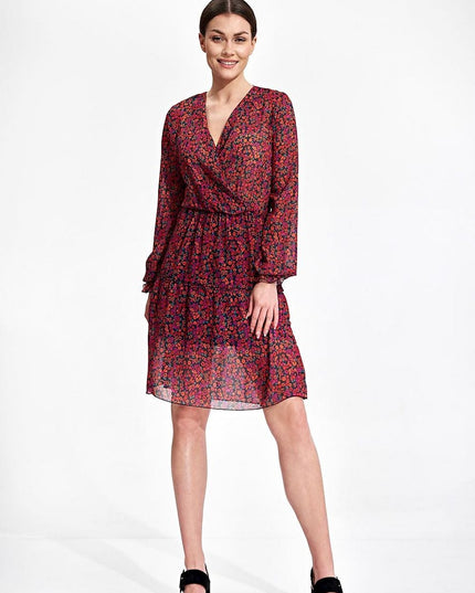 Mini-robe fleurie manches longues