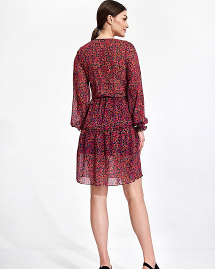 Mini-robe fleurie manches longues