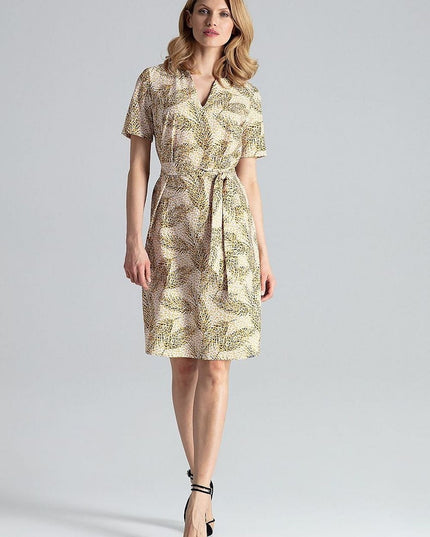 Robe mi-longue nouée imprimée