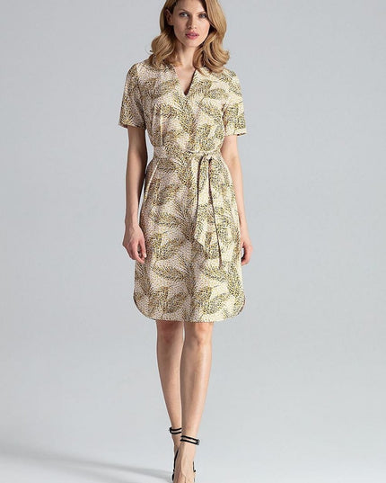 Robe mi-longue nouée imprimée