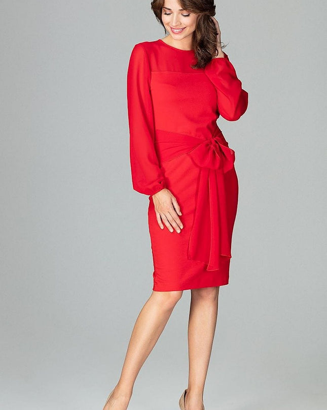 Robe rouge manches longues élégante