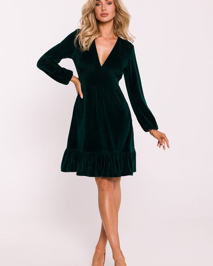 Robe élégante en velours vert