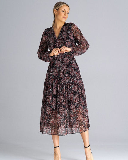 Robe midi évasée imprimée