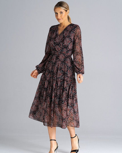 Robe midi évasée imprimée