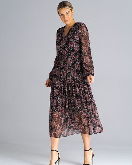 Robe midi évasée imprimée