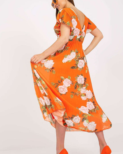 Robe d'été orange à fleurs