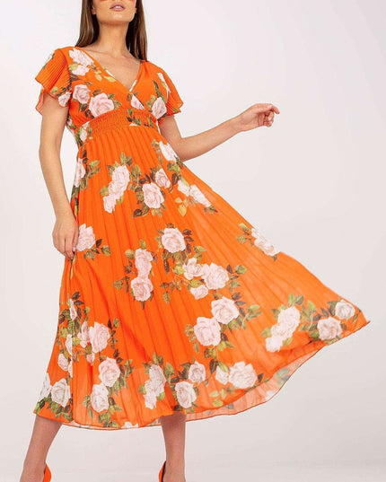 Robe d'été orange à fleurs