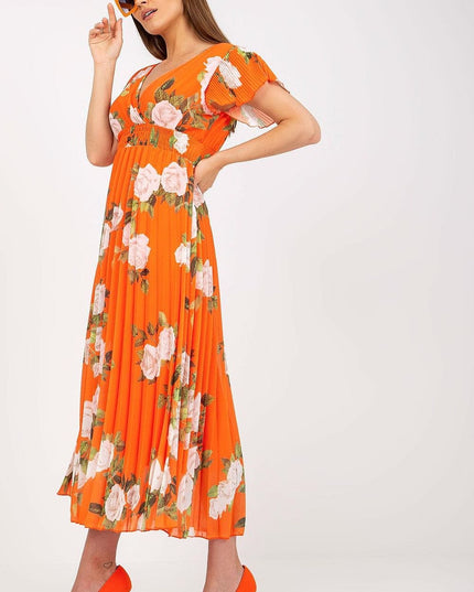 Robe d'été orange à fleurs
