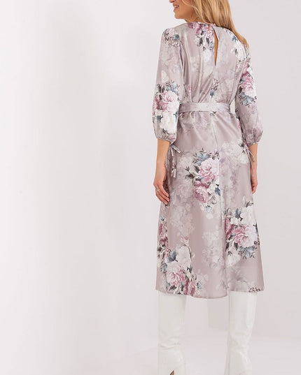 Robe droite fleurs manches 3/4