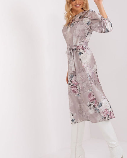 Robe droite fleurs manches 3/4