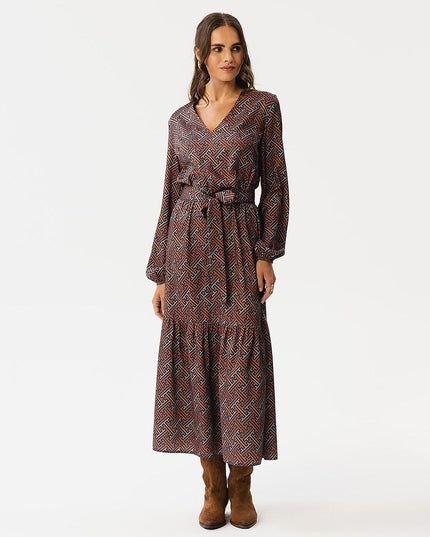 Robe longue motif géométrique