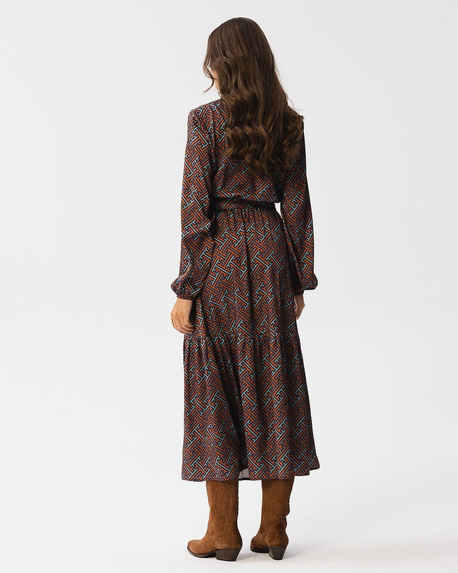 Robe longue motif géométrique