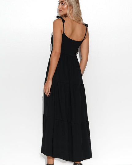 Robe longue à bretelles beige