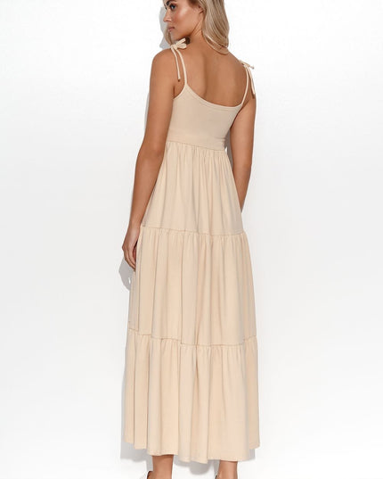 Robe longue à bretelles beige