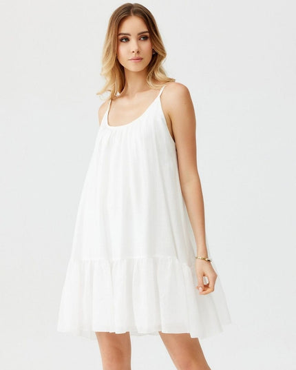 Robe blanche d'été sans bretelles