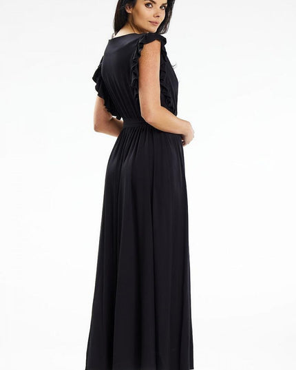 Robe longue encolure enveloppante