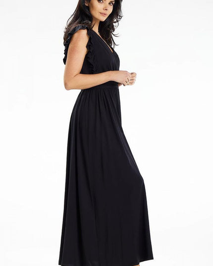 Robe longue encolure enveloppante