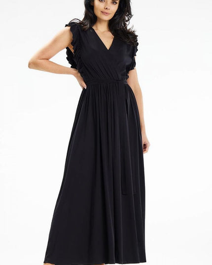 Robe longue encolure enveloppante