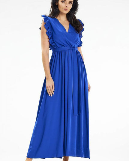 Robe longue encolure enveloppante