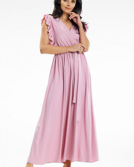 Robe longue encolure enveloppante