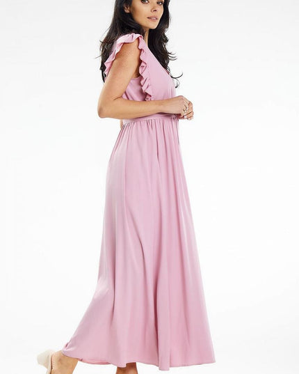 Robe longue encolure enveloppante