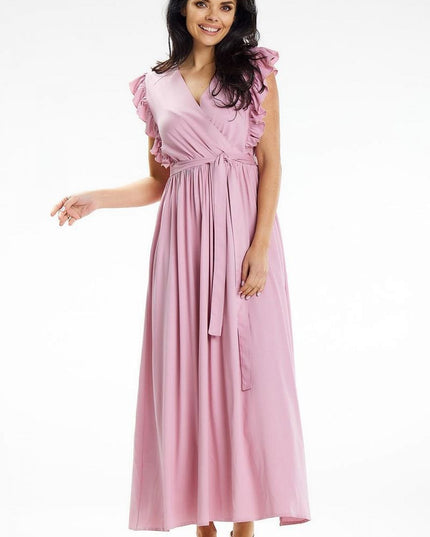 Robe longue encolure enveloppante