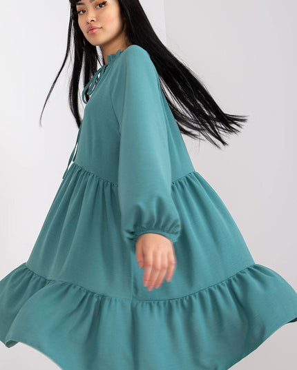 Robe évasée manches longues volant