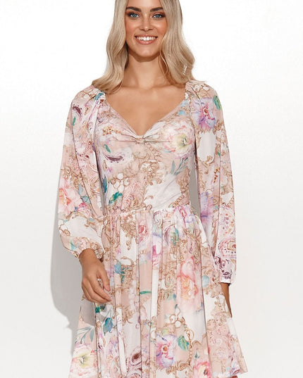 Robe fleurie manches bouffantes