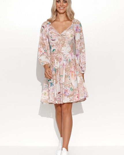 Robe fleurie manches bouffantes