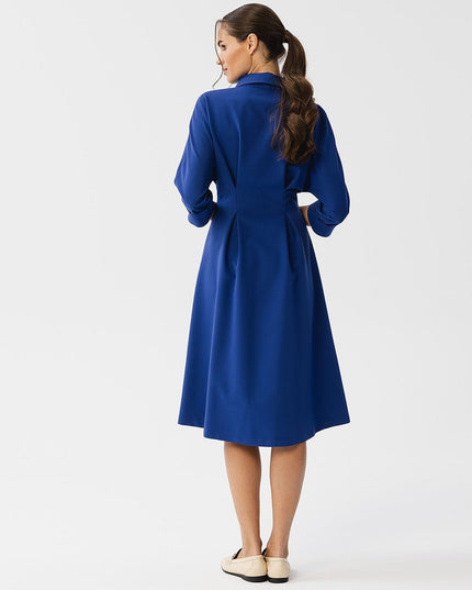 Robe évasée verte col classique