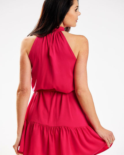 Robe ample évasée fuchsia